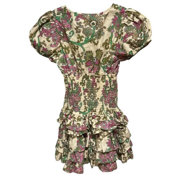 Anthropologie Love The Label Veronika Floral Puff Sleeve Dress in Brandyvine - Picture 4 of 7